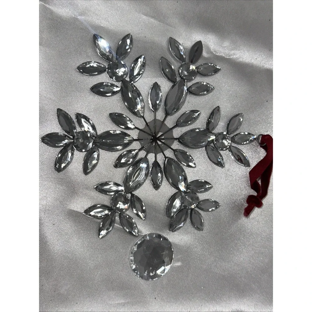Pier One Snowflake Ornament Shiny Gem bling Decoration Needs TLC Repair
